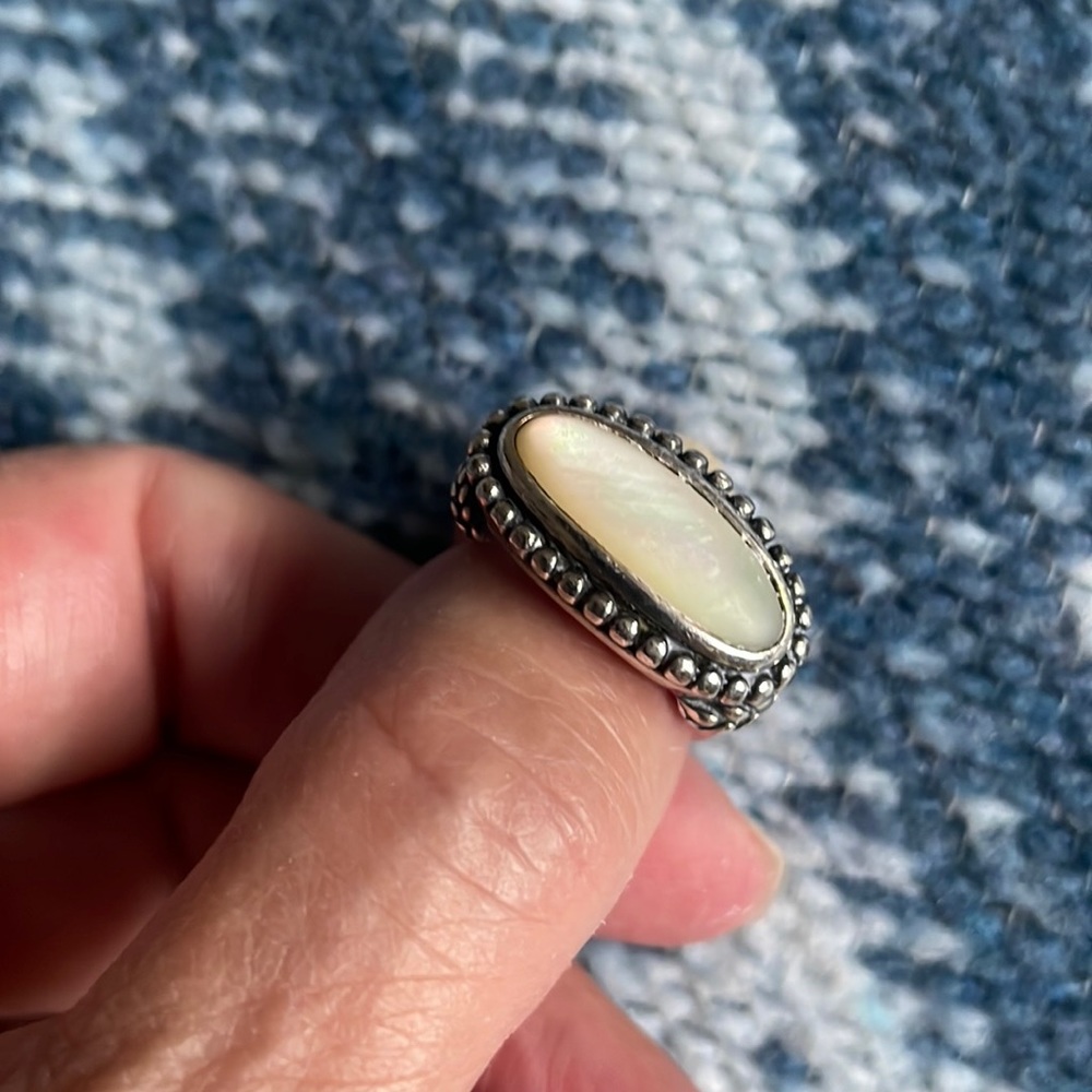 Sundance mother of Pearl silver beaded ring